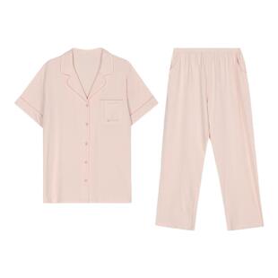 都市丽人情侣款睡衣LHH9A2 FHH9A2无尘棉短袖长裤开衫翻领家居服