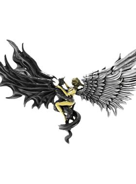 天使与恶魔人体写实吊坠纯银