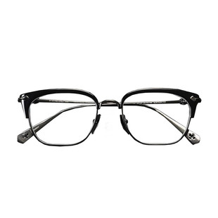 眉线 x 复古半框眼镜  明星同款钛架超轻潮薛之谦可配近视镜架男