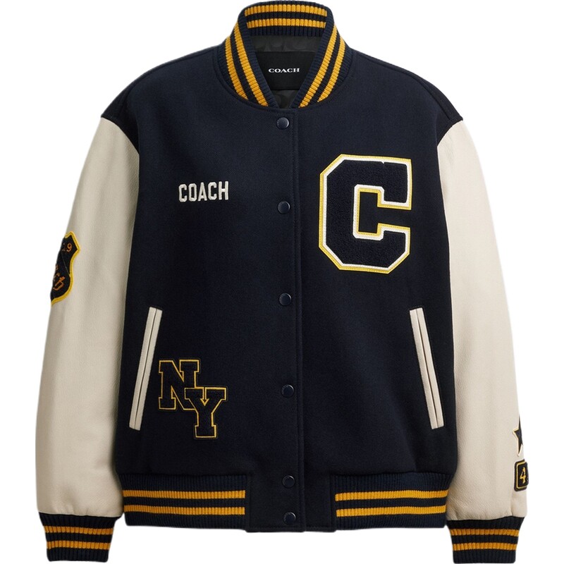 COACH/蔻驰女士含羊毛VARSITY夹克外套长袖上衣高级感