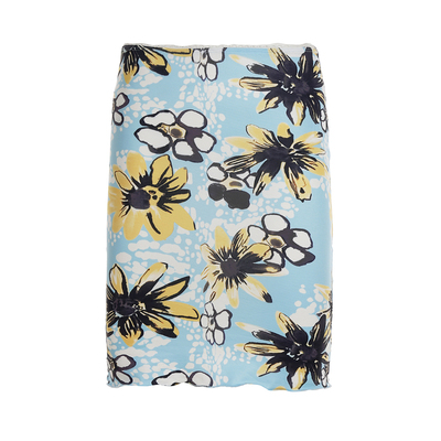 WEEKEEP 度假风小众童趣涂鸦花卉印花半身裙低腰直筒修身包臀中裙