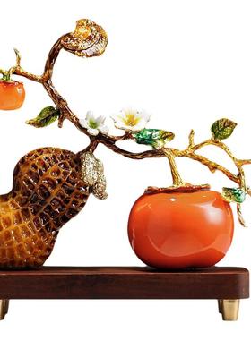 陶瓷柿子花生摆件高档客厅电视柜