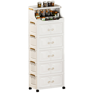 双开门带轮可移动多层折叠免安装收纳柜防尘厨房置物架收纳架书架