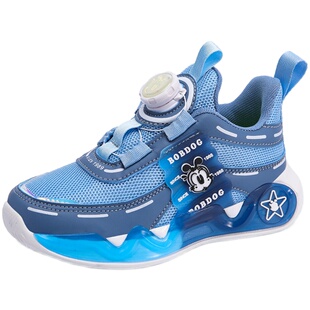 巴布豆童鞋男童运动鞋春秋款透气网面鞋子夏天镂空网中大童跑步鞋