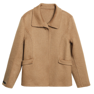 时尚双面呢外套女妈妈秋冬季加厚毛呢上衣服洋气减龄短款羊绒大衣