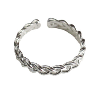 S925纯银简约INS风编织戒指精制气质女士开口戒食指戒麻花闺蜜戒