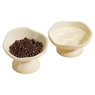 猫碗陶瓷猫食盆狗碗大口径猫粮碗斜口高脚防打翻猫咪小狗吃饭水碗