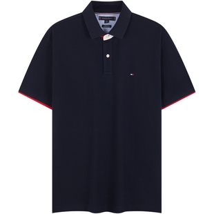 【撞色翻领】Tommy春夏男装纯棉珠地网眼休闲运动短袖T恤POLO衫