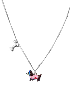 ZRZO粉色滴釉小狗锁骨链