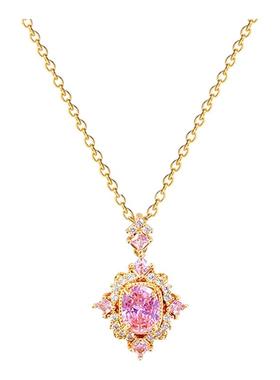 儿童项链女童粉色锆石小众设计感