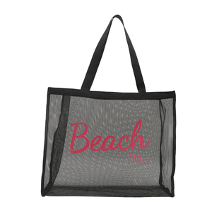 纱网手提袋子透明购物袋游泳包尼龙网眼舞蹈健身字母大容量沙滩包