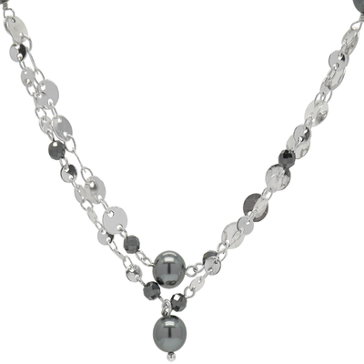 LAMUANA碎银爆闪大溪地灰珍珠手链原创设计感琉璃银色腕饰礼物