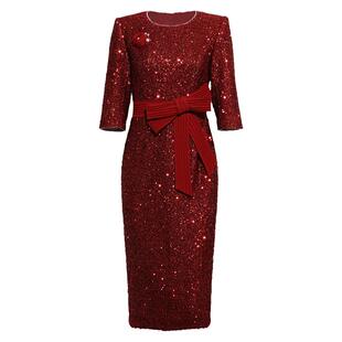 创意狐2025新款法式晚礼服高级感亮片年会酒会小个子轻奢礼服裙