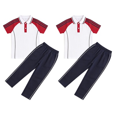 藏蓝大码一条杠直筒校服裤