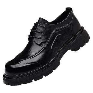 男士增高厚底大头皮鞋2025新款爆款英伦商务休闲高端真皮男鞋舒适