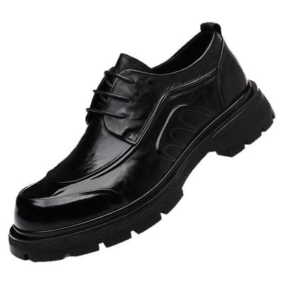 4cm厚底大头皮鞋2025新款真皮