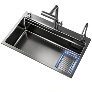 集渣厨房水槽加厚5MM304不锈钢大单槽家用洗菜盆台上中下洗碗槽池