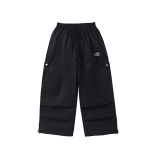 街舞裤子男童嘻哈宽松夏季黑色白色女童长裤儿童阔腿裤jazz爵士舞