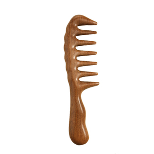 金丝檀木梳子卷发梳家用宽齿梳五齿梳大齿梳粗齿梳按摩头梳长20CM