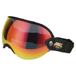 AMZ摩托车全盔护目镜复古机车头盔风镜3/4半盔镜片绑带式泡泡镜