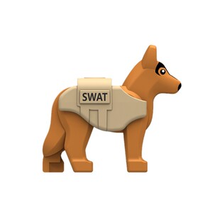 小颗粒拼装积木MOC动物 特警小狗警犬斑点狗牧羊犬搜救犬场景玩具