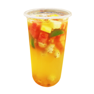 90口径u型奶茶杯一次性胖胖杯500/700ml脏脏注塑杯子u形圣代杯400