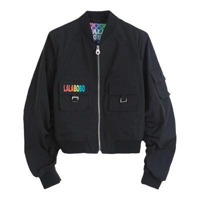 LABO潮休闲笑脸短款梭织夹克外套