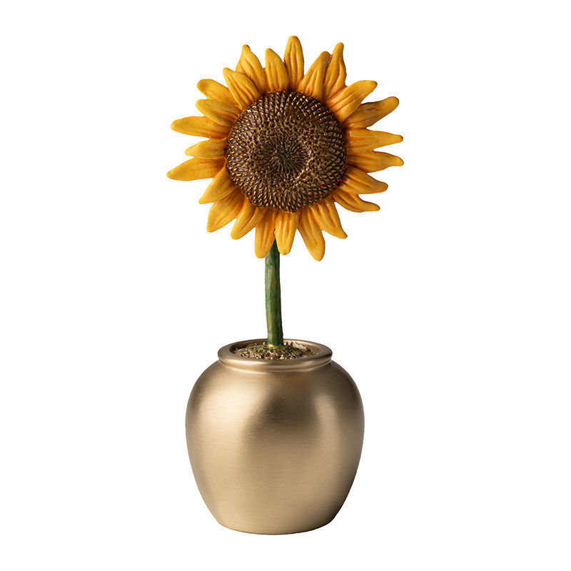 铜师傅《一举夺魁》桌面工位创意向日葵治愈情绪小摆件 乔迁礼物