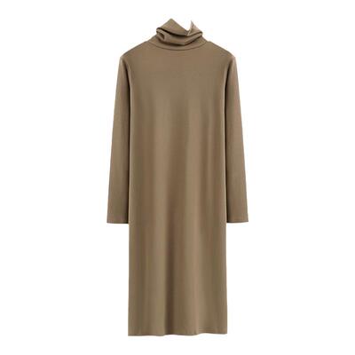 秋冬纯棉高领休闲连衣裙