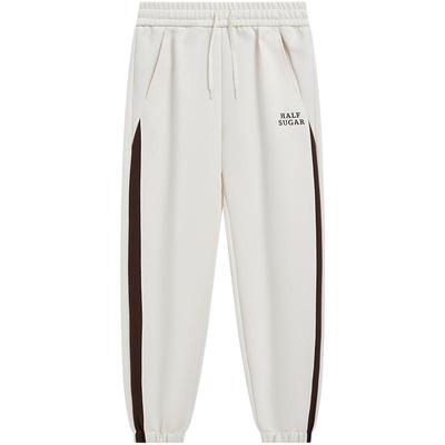 特步运动长裤女撞色宽松休闲