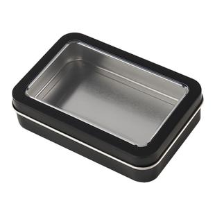 长方形马口铁盒U盘金属包装盒连体翻盖开窗收纳盒药盒首饰盒小号