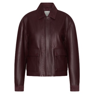 MARELLA 2025秋冬女装短款衬衫领皮衣夹克外套3446015502