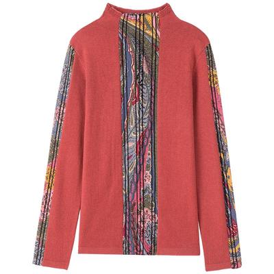 印花羊毛羊毛衫旺秋半高领