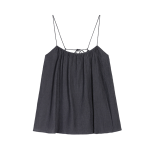 pusumede 黑色吊带背心女夏外穿宽松露背小衫设计感小众无袖上衣