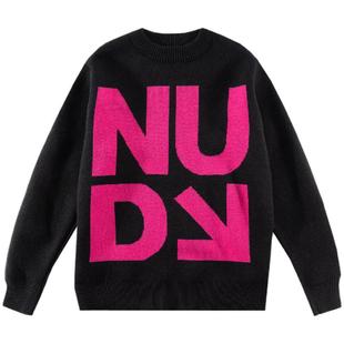 BAIRBAOLIY潮牌高级感小众个性字母毛衣男秋冬宽松保暖休闲针织衫