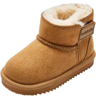 巴拉巴拉儿童雪地靴男童女童鞋子冬季新款童鞋大童宝宝加绒短靴潮