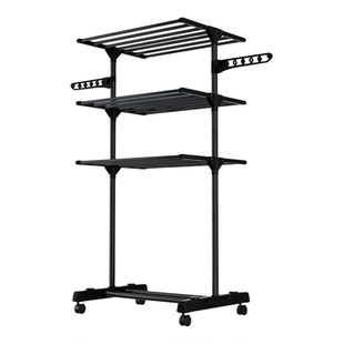 翼型晾衣架折叠落地式多功能家用三层晾晒架翼型晾衣服架子晾衣杆