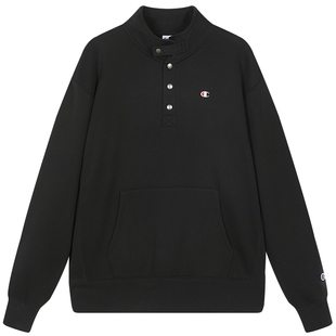 Champion冠军情侣加绒卫衣男2025冬季新款立领潮牌红色半扣上衣女