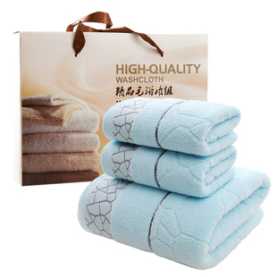 浴巾毛巾纯棉礼盒三件套装柔软结婚过寿生日回礼定制logo吸水纱布