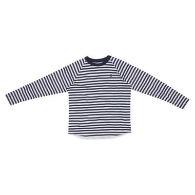 素然磨毛条纹印花长袖T恤