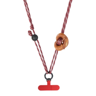 原创碱水面包手机挂绳斜挎可背链条挂脖挂件可调节手工伞绳编织紫