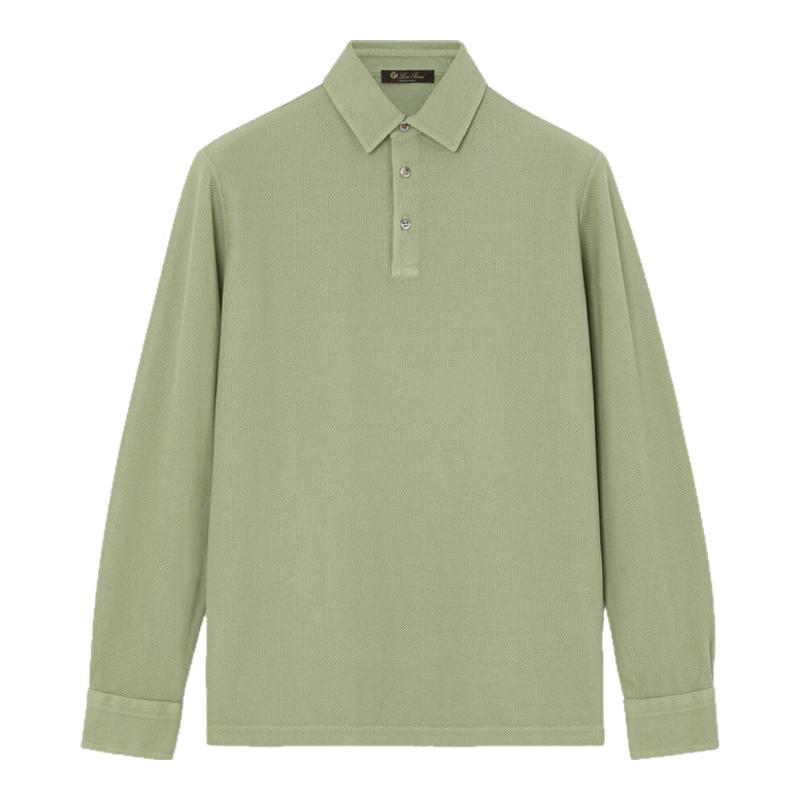 LoroPiana/诺悠翩雅男士T恤蜂窝棉质长袖Polo百搭休闲新款
