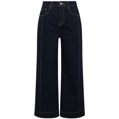 朵以立体波浪绣加绒牛仔裤