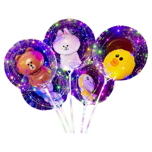 网红发光啵啵气球地推摆摊羽毛波波球火爆款带灯闪光卡通印花街卖