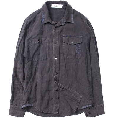 SOARIN【炒色做旧感】复古美式工装长袖衬衫男 雅痞休闲修身衬衣