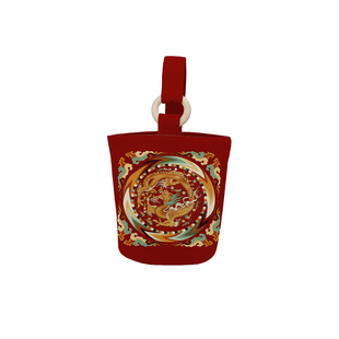 中国风2024龙年春节敦煌团龙手提木环水桶包包收纳小布袋年会礼品