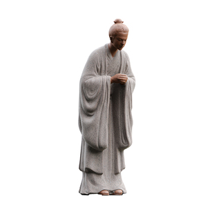 中式禅意紫砂人物工艺品小道士摆件家居客厅玄关茶室博古架装饰品