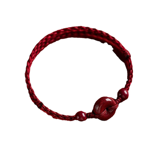 朱砂平安扣手链女本命年天然红绳手工编织手绳手串脚链礼物好运