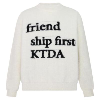 KTDA字母提花圆领马海毛毛衣情侣
