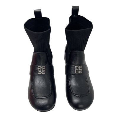 针织弹力拼接套筒低跟百搭瘦瘦靴